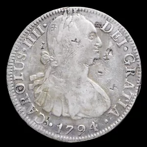 Carlos IV, 8 Reales de Mexico 1794 (FM) Resello Chino - 39 mm / 26.66 gr. - Foto 1 di 3