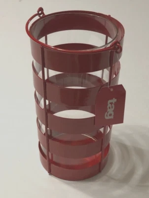 Marca TAG Colgante Vela Roja Metal Vidrio Soporte Redondo Exterior Patio Decoración Nuevo Foto 1 de 4