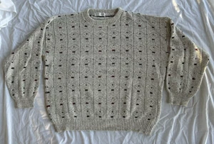 Vtg Great Lakes Recreation Knit Sweater Mens 2XL? Ivory Multi Pull Over FLAWS - Picture 1 of 10