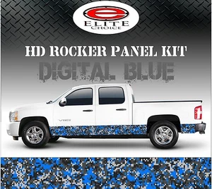Digital Blue Camo Rocker Panel Graphic Decal Wrap Truck SUV - 12" x 24FT - Picture 1 of 3