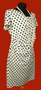 Gina Bacconi Cream And Black Polka Dot Evening wedding Dress UK 16 Eu 42 - Picture 1 of 8