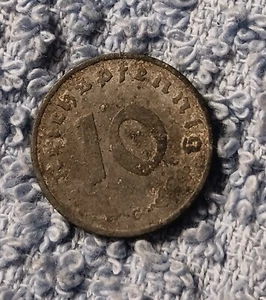Vintage 1940 World War 2 10 Reichspfennig , Has Oxidation - Picture 1 of 15