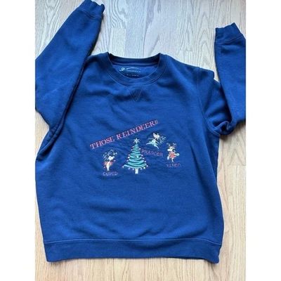 Sudadera Vintage Navidad Reno Para Mujer Talla Mediana Bordada Abuela Foto 1 de 4