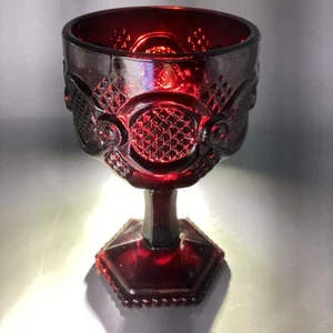 Avon 1876 Cape Cod Textured Ruby Red Wine Pedestal Glass Tumbler Wineglass - Picture 1 of 9
