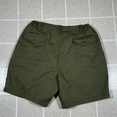 Boy Scouts Uniform Shorts Mens 36 Olive Green Canvas Stretch Elastic Waist vtg - Image 1 of 4
