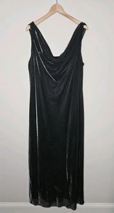 Vintage Onyx Nite Wendye Chaitin Kleid 22 Wasserfallausschnitt schwarz metallic Mesh Fee - Bild 1 von 16