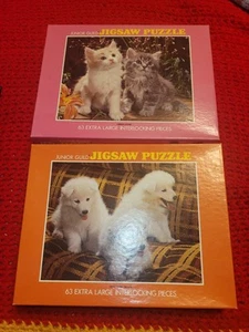 2 Vintage versiegelt Whitman Jr Gilde Puzzle Kätzchen Welpe 63 extra große Teile - Bild 1 von 2