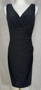 NEW Ralph Lauren Women’s 6 Rouched Midi Sheath Dress Classic Black MSRP $124 - Picture 1 of 9