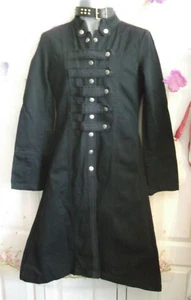 black unisex Criminal damage goth/punk/stage black fitted long coat. Size medium - Picture 1 of 6