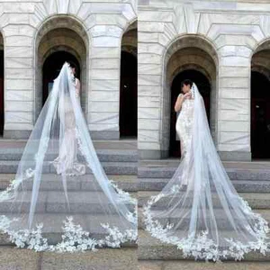 Bridal Veils Cathedral Long Lace Wedding Veil Tulle With Comb Bride Accessories - Picture 1 of 12