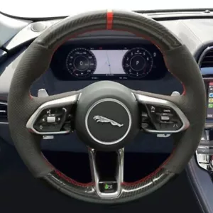 Custom DIY Car Steering Wheel Cover For Jaguar XF XJL XE F-PACE F-TYPE Interior - Foto 1 di 11