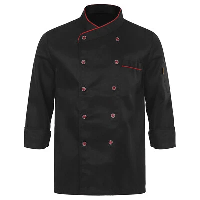 Men's Short Sleeve Chef Coat Jacket Restaurant Kitchen Workwear Cook Uniform - Image 1 of 3