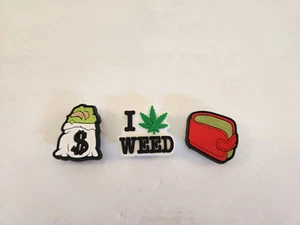 Weed Leaf Marijuana Cannabis Love Charm $$ Money Shoe Charms for Crocs - Picture 1 of 1