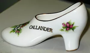 Callander Souvenir Mini Knochen Porzellanschuh Liverpool Rd Pottery England Goldzierleiste - Bild 1 von 5