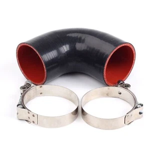 2.5" to 2.5" ID 90 Degree Elbow Turbo/Intake/Silicone Coupler Pipe Hose+T Clamps - Foto 1 di 8