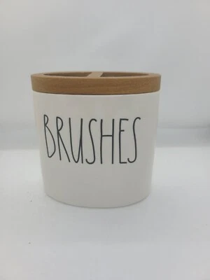 Rae Dunn Colección Artesanal CEPILLOS Cerámica Madera Borde Cepillo de Dientes Soporte Baño Foto 1 de 4