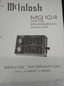 Mcintosh MQ104 SERVICE MANUAL Original Serial # AM1001 bis AM1999 - Bild 1 von 2