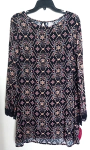 Womens Xhilaration black Geo Prints dress sz L NEW - Picture 1 of 5