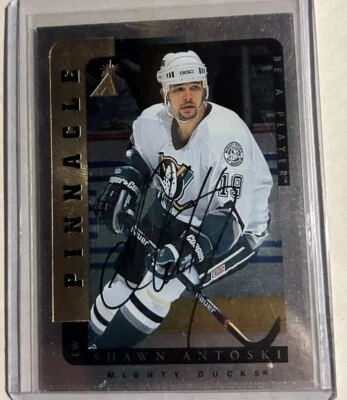 1996-97 Pinnacle Be A Player Silver Shawn Antoski Ducks #120 Auto Autograph Foil - Image 1 of 2