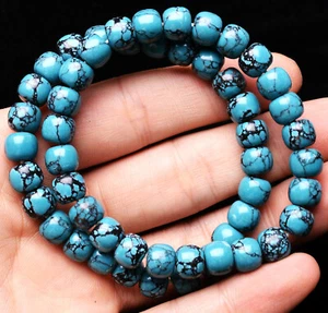 Bracciale perle rotonde 39 g 2 pezzi cristallo turchese verde naturale AAA - Foto 1 di 6