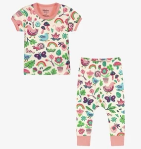 Organic Cotton Baby Pajamas Hatley Short Sleeve 2pc Set Spring Garden 3-6 Months - Picture 1 of 4