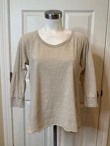 Standard James Perse Gray & Tan Thin Striped 3/4 Raglan Sleeve Shirt, Size M | 2 - Picture 1 of 8