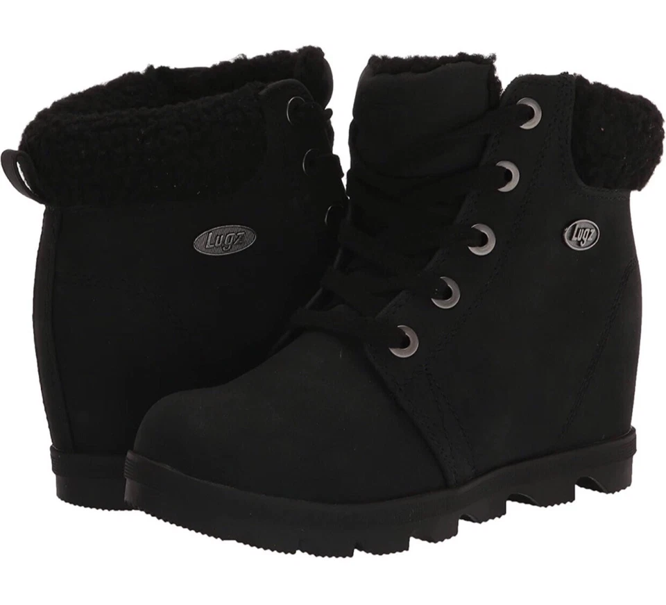Lugz Women's Boots Hiker Black Marsella Size 11 M Wedge