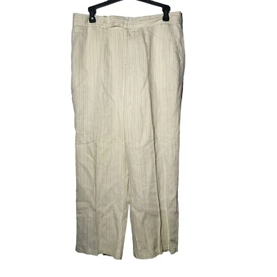 Lauren Ralph Lauren Womens Linen Striped Pants Size 10 Lagenlook Beach Career - Image 1 of 4