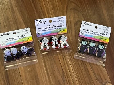 Novo Lote de Botões Dress It Up Disney Villains Ursula Cruella Malévola  - Imagem 1 de 4