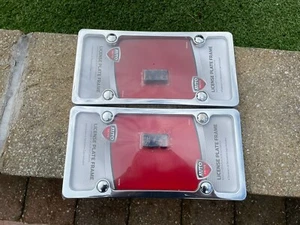 2X USA AMERICAN DEALER PLASTIC NUMBER PLATE FRAMES (in Silver) - Picture 1 of 2