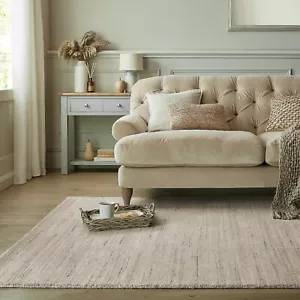 Beige handgetufteter Wollteppich, modernes Design, hochwertige Büschel - AT308 - Bild 1 von 5