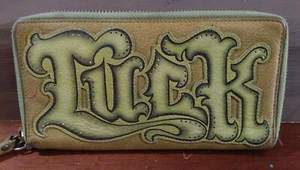 Isabella Fiore Zip CLose Wallet Luck Green Y2K Card Slots BIll Holder Pull Tag - Picture 1 of 4