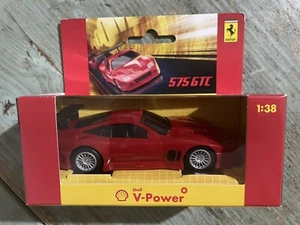 1:38 Ferrari 575 GTC Racing Red Die Cast Metal Model Shell V-Power Hot Wheels - Foto 1 di 11
