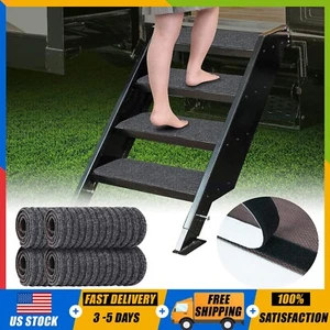 RV Step Covers Rug 4 Pack Stair Covers for Mobile Home, Camper 24"x7.5" Black US - Picture 1 of 6
