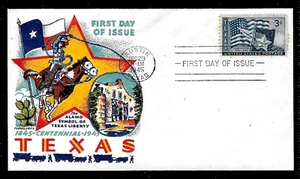 938 3c Stamp (1945) THE TEXAS STATEHOOD LONE STAR FDC - CAPTAIN HERMAN FLUEGEL - Picture 1 of 1