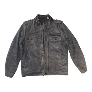 Chaqueta Militar Levi's Hombres Dos Bolsillos Negra Talla Mediana Forro Aislado Camión - Imagen 1 de 9