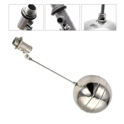 DN15 1/2" Stainless Steel Floating Ball Valve Adjustable Water Level Silver New - Image 1 of 4