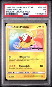 PSA 3 ASH'S PIKACHU SM108 SM REGULAR - Picture 1 of 2