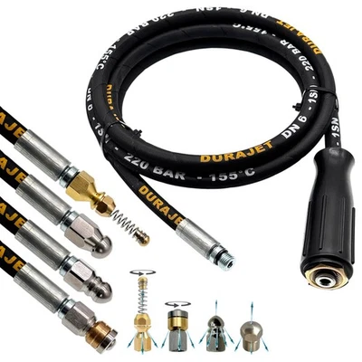 Tuyau De Nettoyage Pour Kärcher Kränzle HD HDS M22 IG + 4x Buse 220 Bar 155°C - Photo 1/4