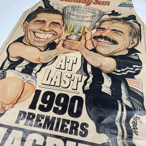 ORIGINAL RETRO AFL Collingwood Football Premiers 1990 Sunday Sun Poster - Bild 1 von 6