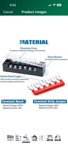 Terminal Strips 6 Sets 4/5/6 Positions Terminal Block Strips Waterproof 600V ... - Picture 1 of 11
