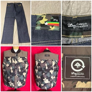 NUEVO NUEVO CON ETIQUETAS VINTAGE LRG Marca Talla 36 Pantalones de mezclilla holgados y XL Camuflaje Hinchado Chaleco Abombado Conjunto - Imagen 1 de 24