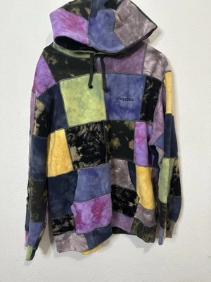 Supreme Patchwork Tie Dye Hooded Pullover Cotton Sweater Size Large SS19 - Image 1 of 4