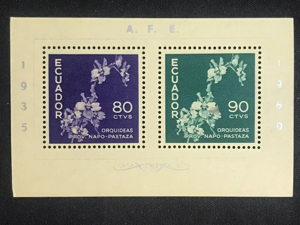 ECUADOR - 1960 Flores: Hoja de recuerdo de orquídeas #670 - En muy buen estado MNH Foto 1 de 1