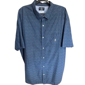 Psycho Bunny Abstraktes Button Down Hemd Kurzarm Blau Weiß Größe 3XLT - Bild 1 von 9