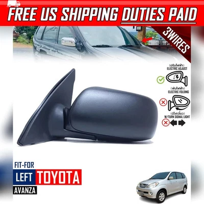 侧翼门镜 3 线黑色 LH 左适合丰田 Avanza 2004 - 2008 MPV F600 — 第 1/4 张图片