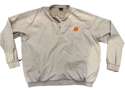 NIKE CLEMSON Golf 1/4 Botón Pullover PARA HOMBRES XL Rompevientos Bolsillos Tostados Beige Foto 1 de 4