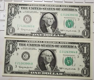 BANCONOTA DUE DOLLARI 1 DOLLARO RISERVA FEDERALE 1963 non circolata Philadelphia - Foto 1 di 2