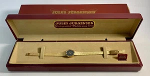 Vintage Jules Jurgensen Quartz Genuine Diamonds Gold Tone Ladies Watch w/ Box! - Picture 1 of 11