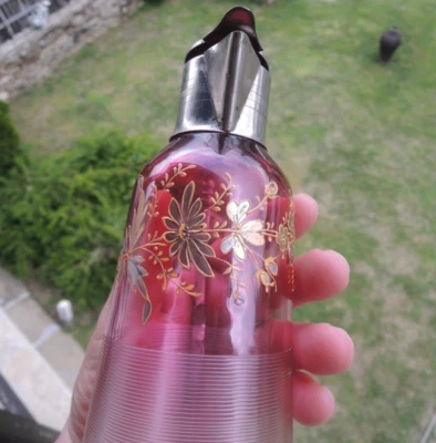 Claret Jug Ruby Red Glass Threaded Silver Plate Mount Art Nouveau c.1890 - Image 1 of 4